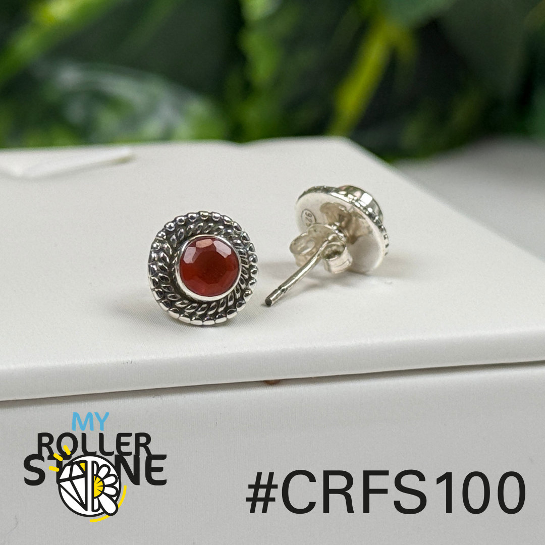 Boucles d’oreilles argent cornaline facettée #S100
