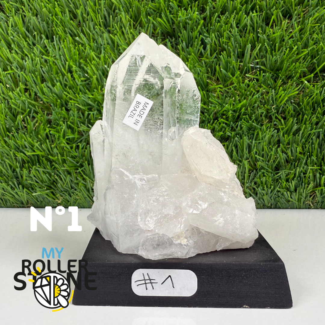 Cristal de roche sur support bois