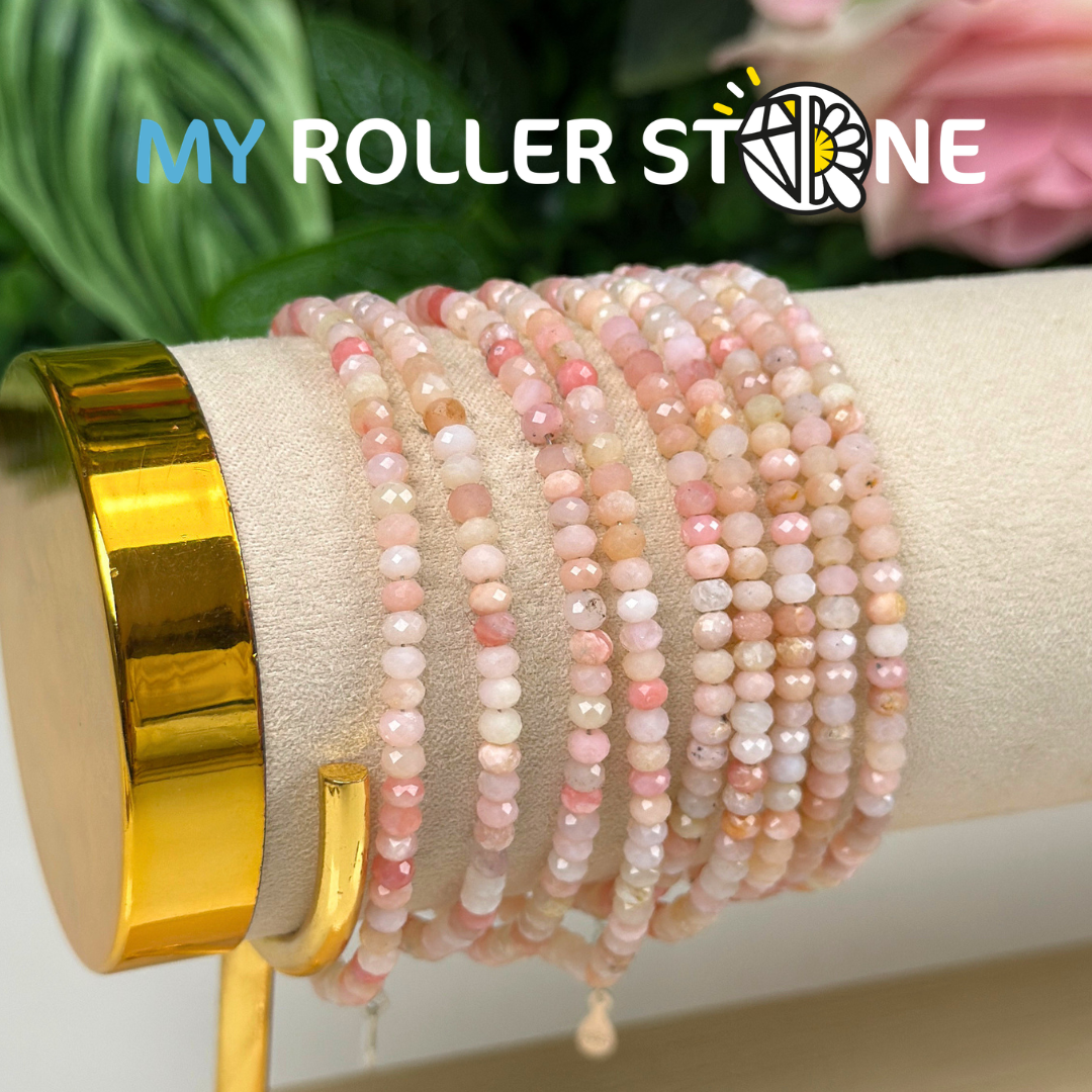 Bracelet Opale Rose fermoir Argent