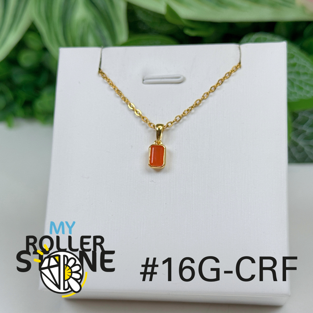 Pendentif doré cornaline facettée #GCRF