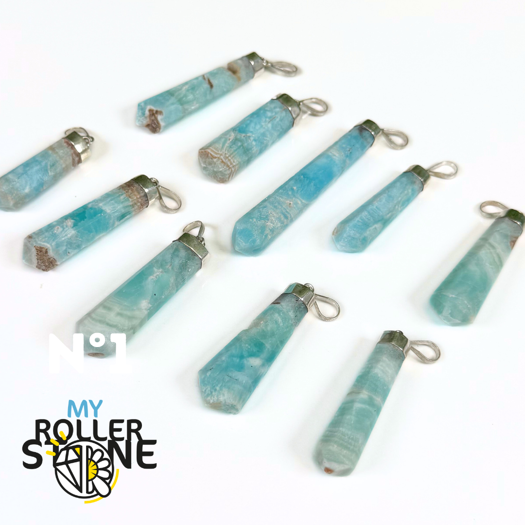 Pendentif Aragonite Bleue et Argent