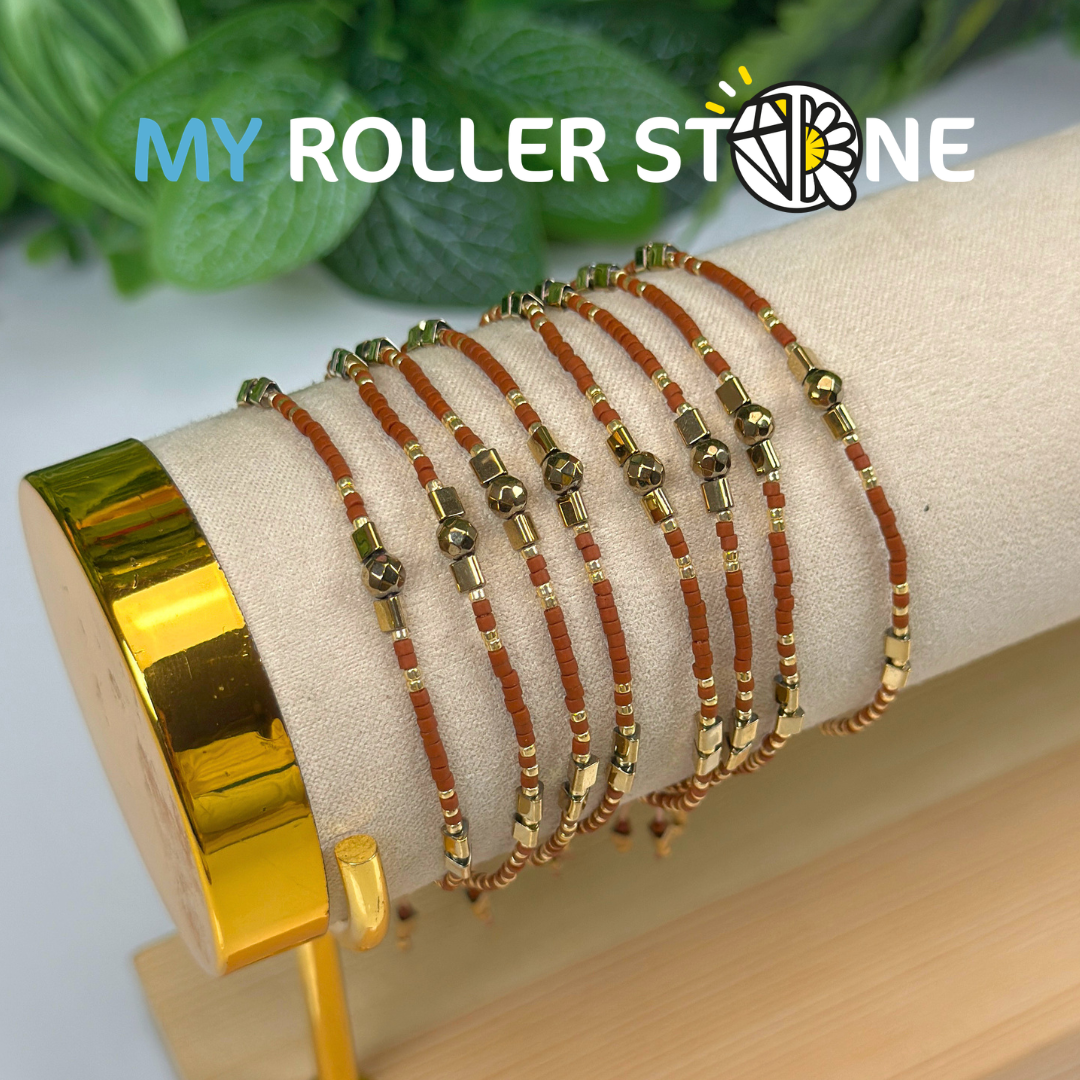 Bracelet Miyuki réglable Pyrite