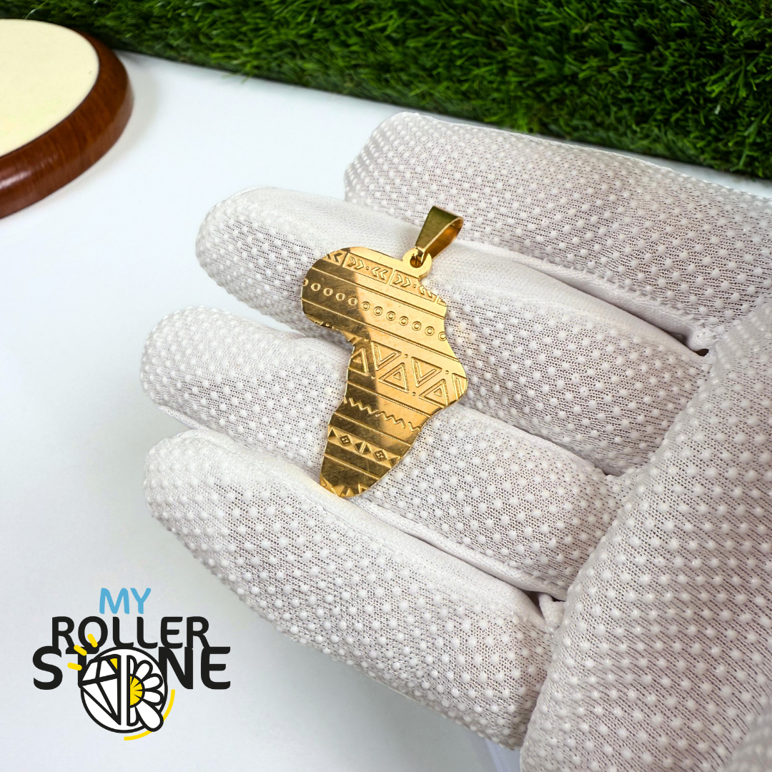 Pendentif Afrique acier inoxydable doré