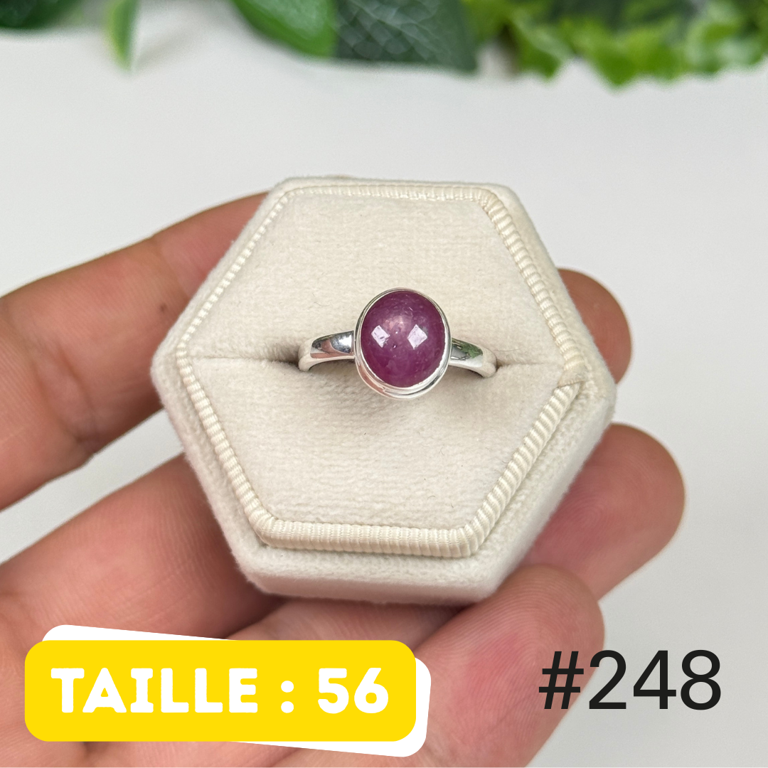 Bague argent 925 rubis étoilé #R248