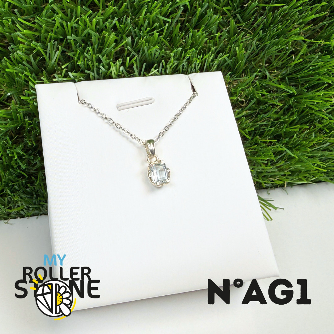 Pendentif Aigue-Marine Facettée Argent 925 #AG1