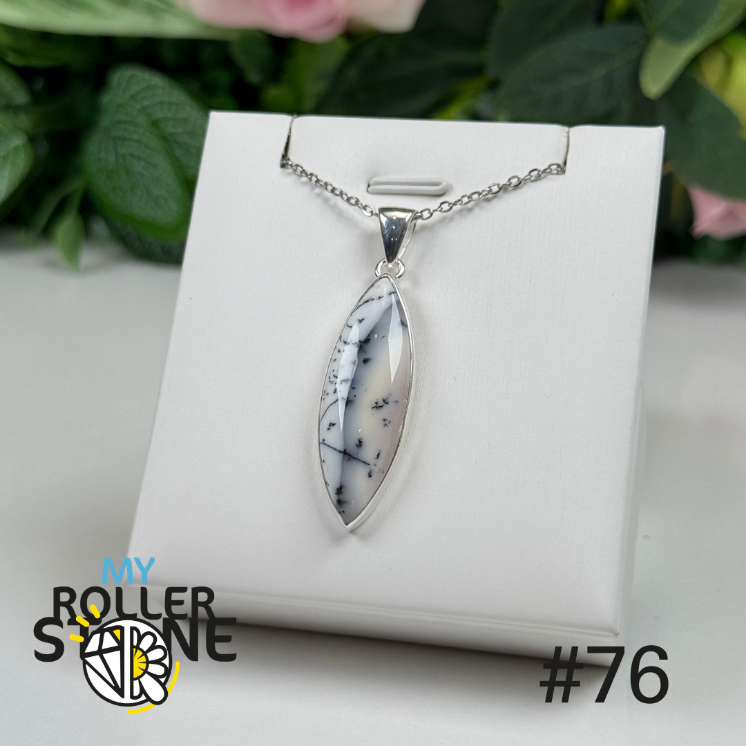 Pendentif argent 925 opale dendritique #OP76