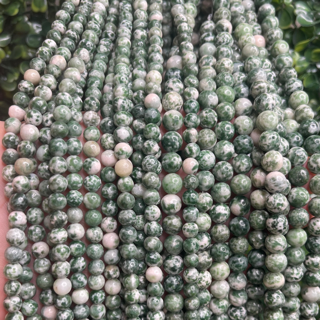 Perle jaspe vert tachetée