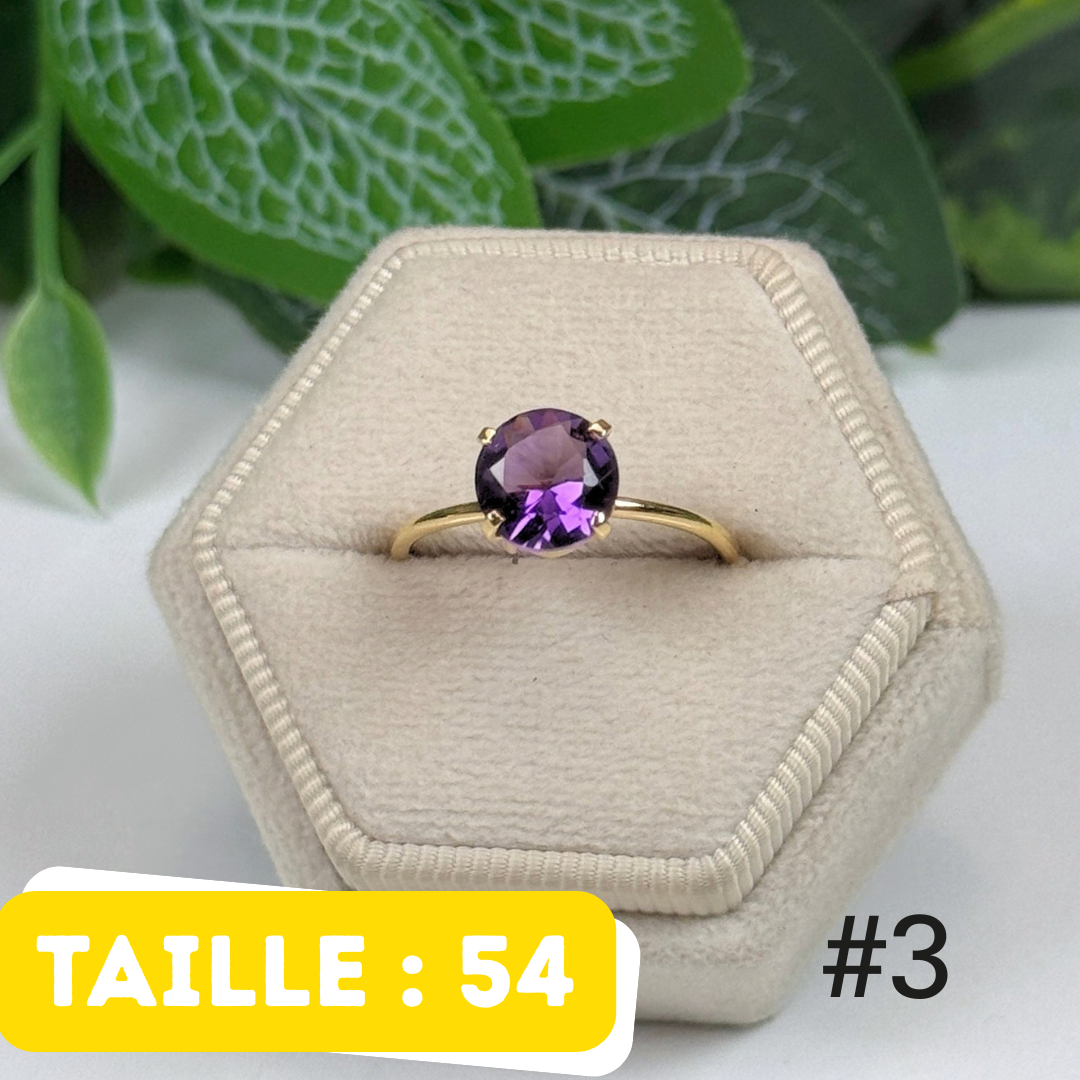 Bague 925 Améthyste Argent 925 Plaqué Or #3