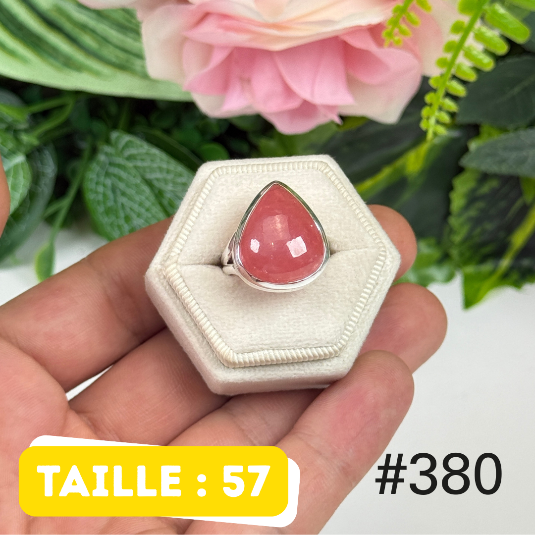 Bague argent 925 rhodochrosite translucide #R380