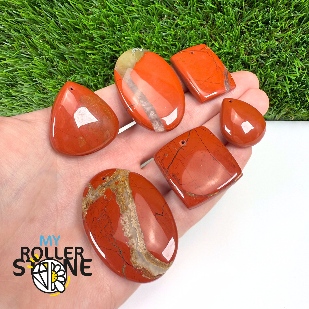 Pendentif Jaspe rouge 5A Percé