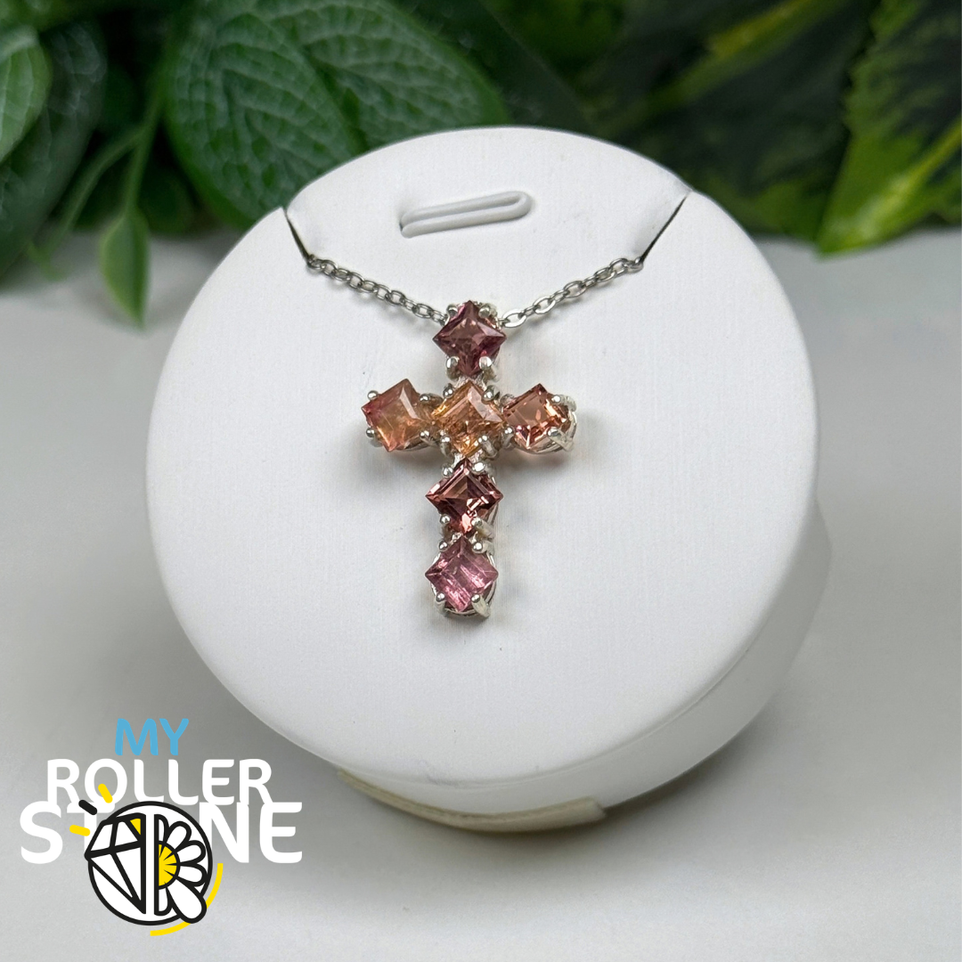 Pendentif en Tourmaline Croix Argent 925