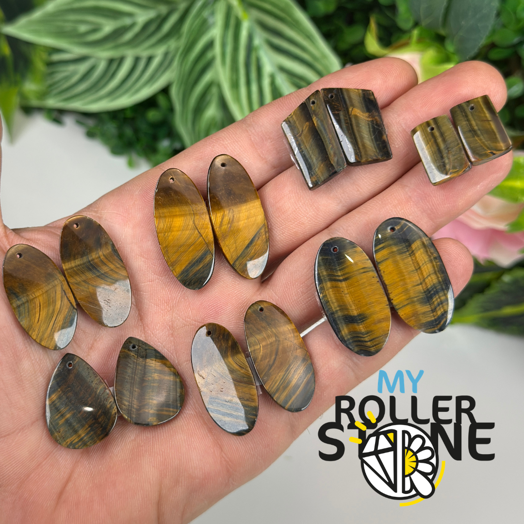 Paire de Cabochon percé en Oeil de Faucon pour Boucles d'oreilles