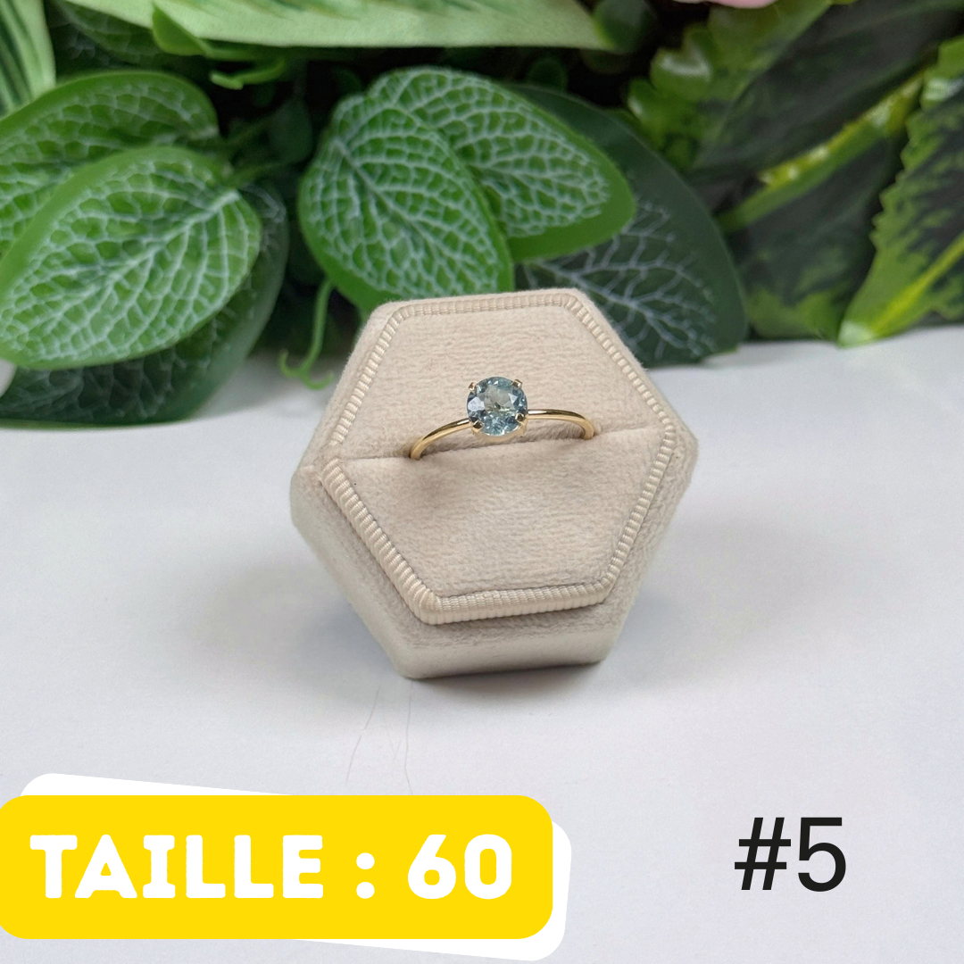 Bague Aigue-Marine facettée Argent 925 Plaqué Or #5