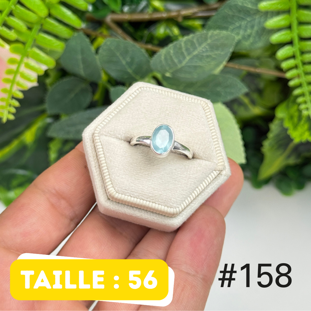 Bague argent 925 aigue-marine facettée #2158