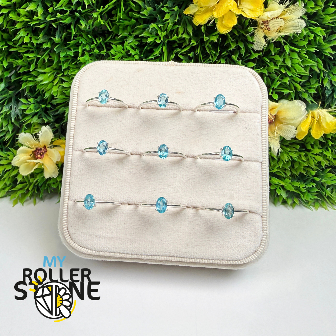 Bague Apatite Bleue Néon Facettée – RBC309-NBF