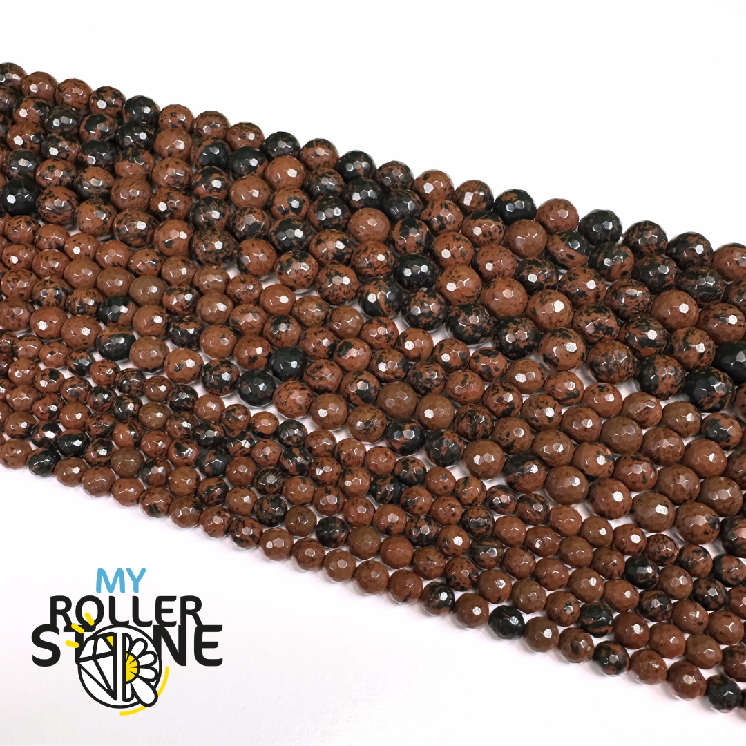 Perle Facettée Obsidienne Acajou Mahogany