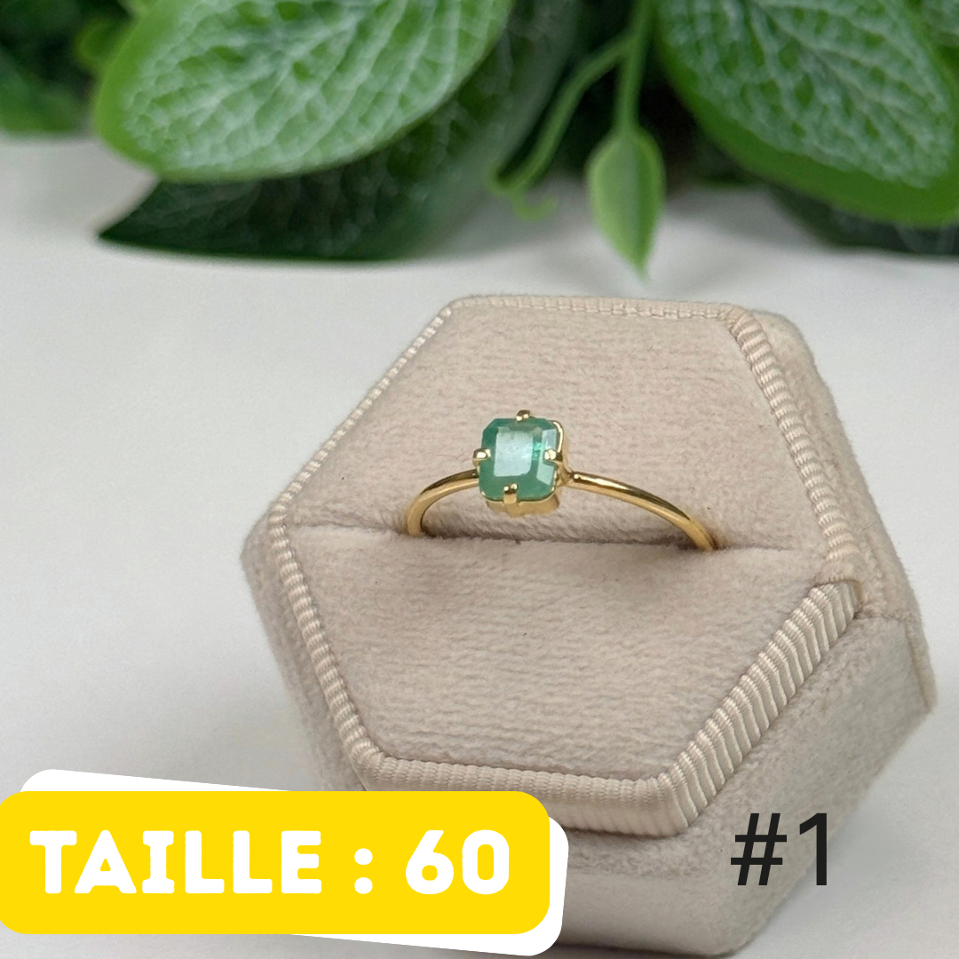 Bague Émeraude Argent 925 Plaqué Or #1