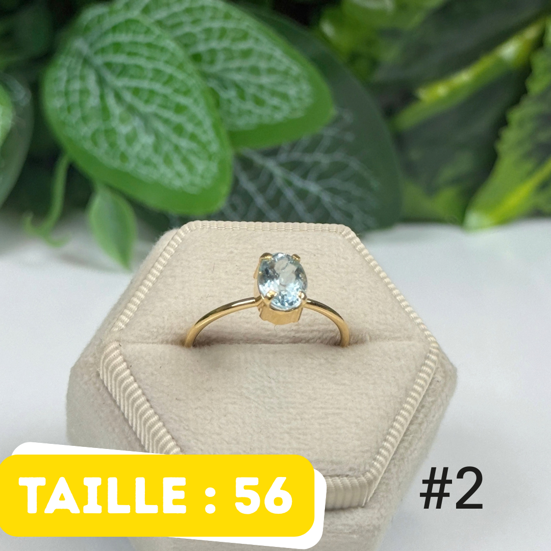 Bague Aigue-Marine facettée Argent 925 Plaqué Or #2