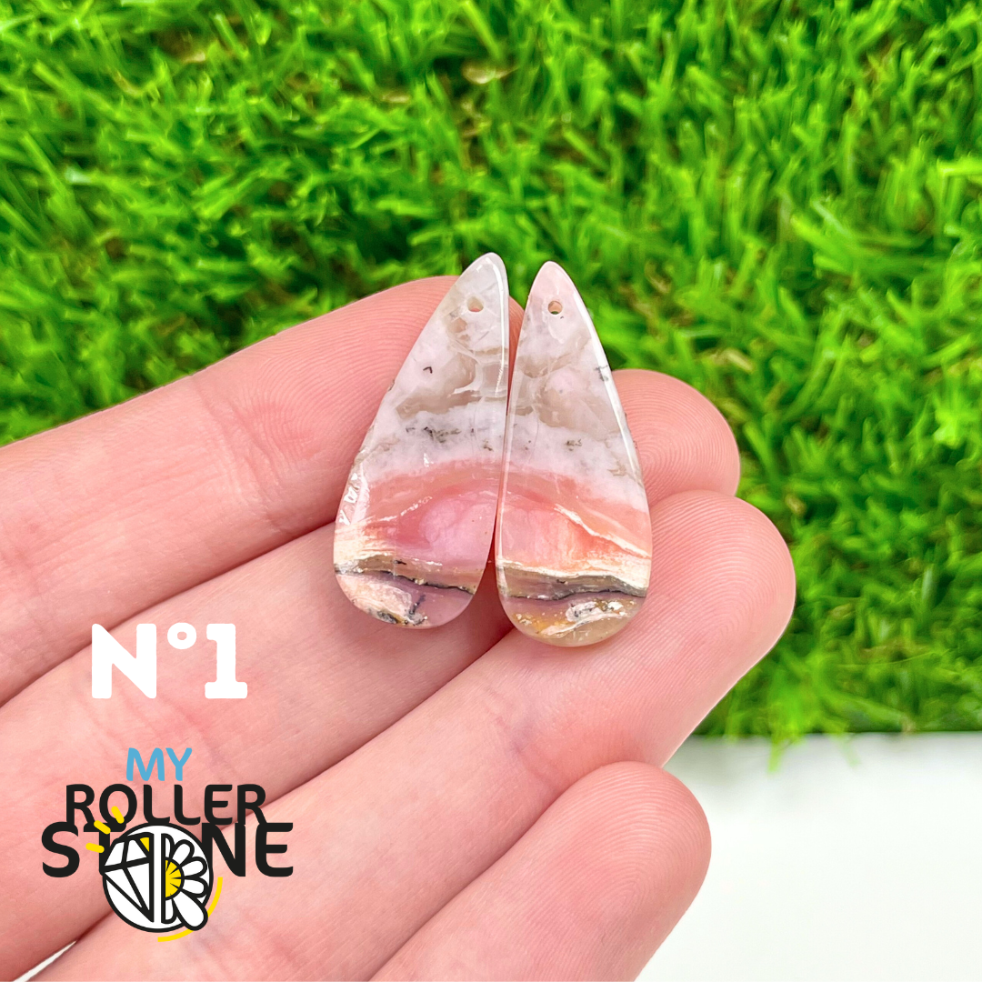 Pendentif Percé Opale Rose Duo