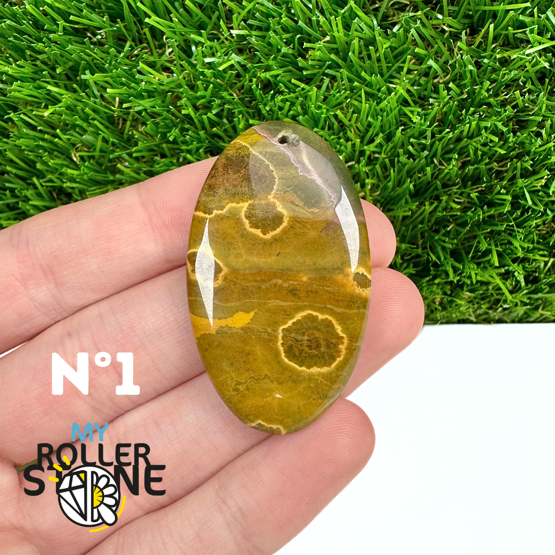 Pendentif Percé Jaspe Océan 5A