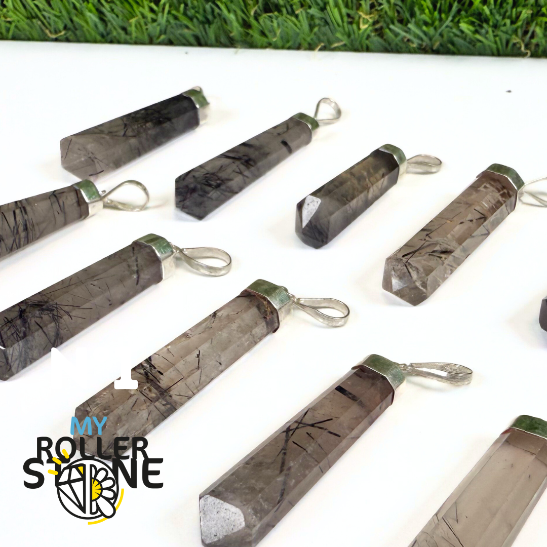 Pendentif Quartz Tourmaliné et Argent