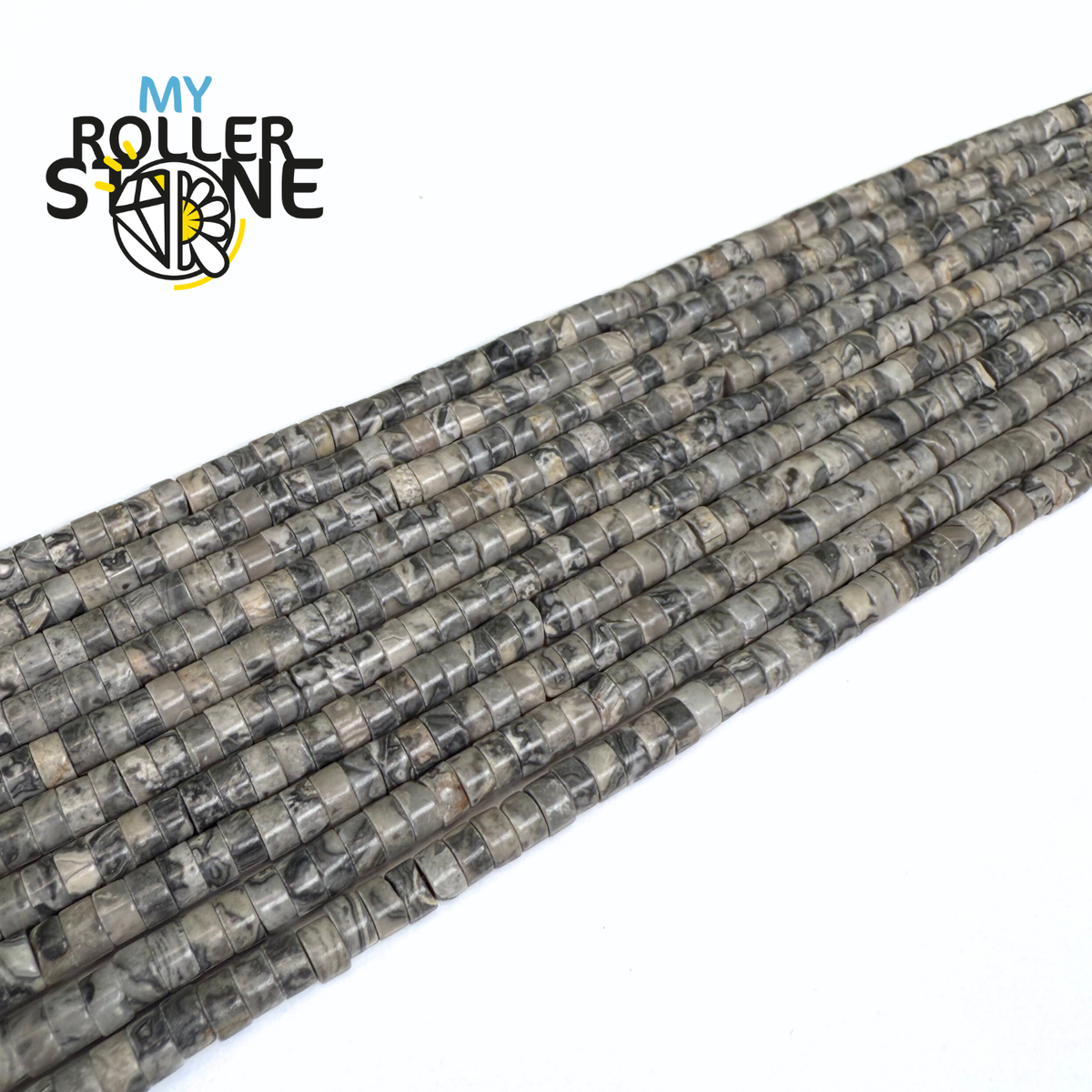 Perle Heishi Jaspe Picasso noire