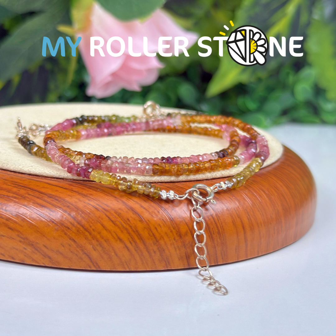 Bracelet en Tourmaline facettée multicolore 5A