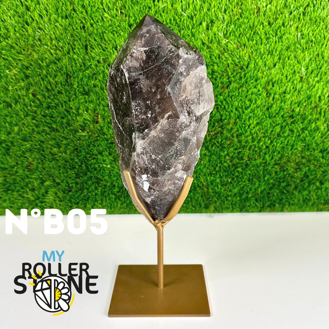 Quartz Fumé sur support dorée #B05