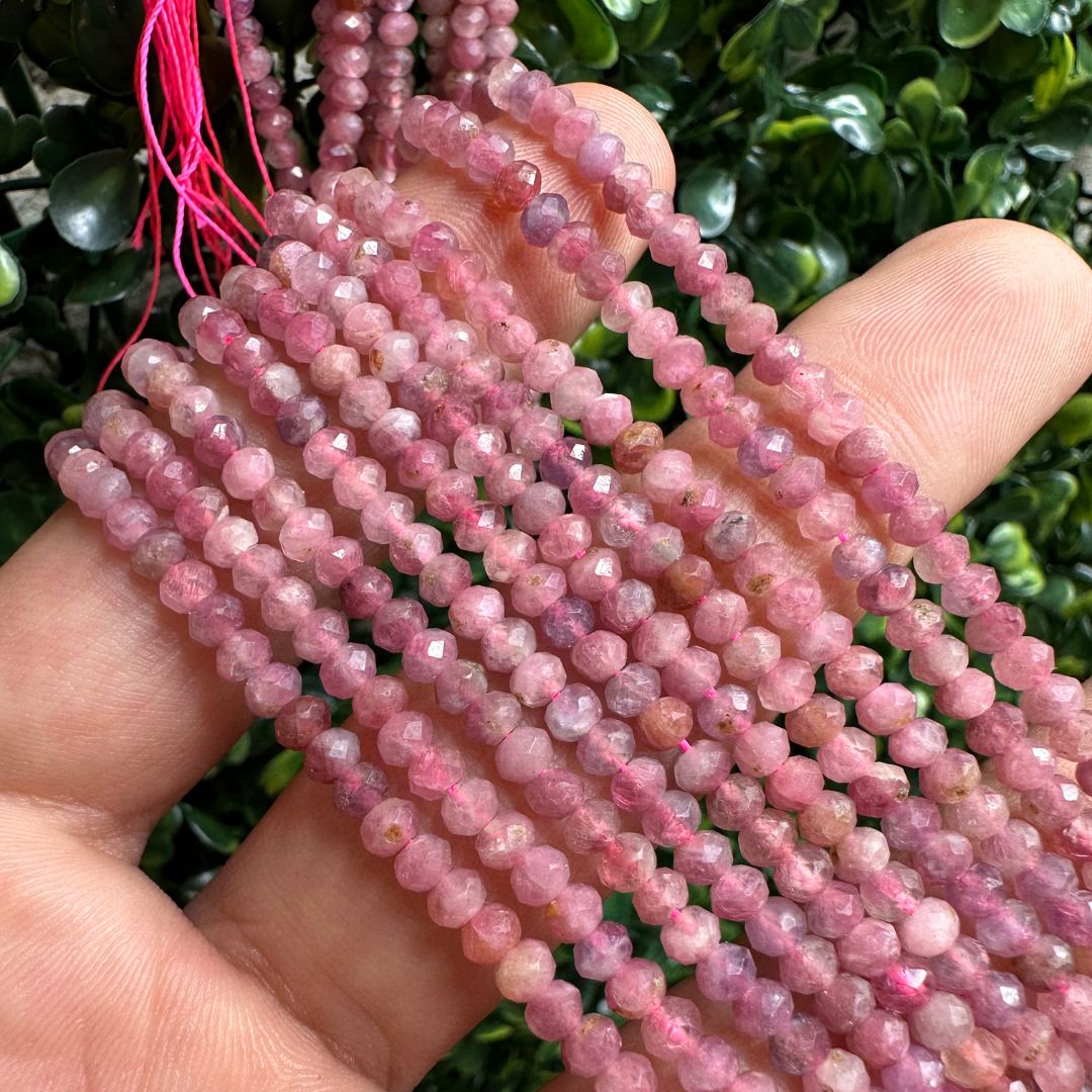 Perle Rondelle Facettée Tourmaline rose