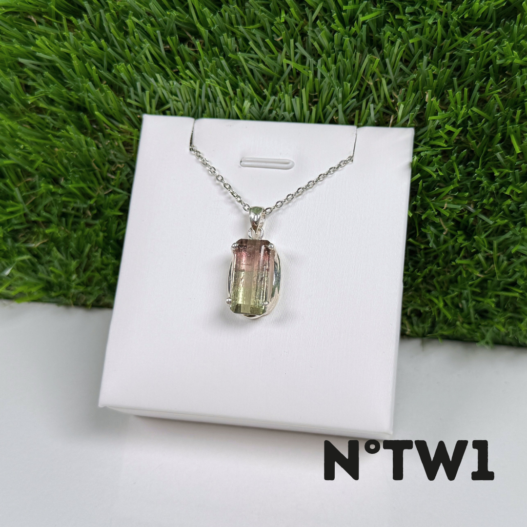 Pendentif Tourmaline Watermelon Argent 925 -#1
