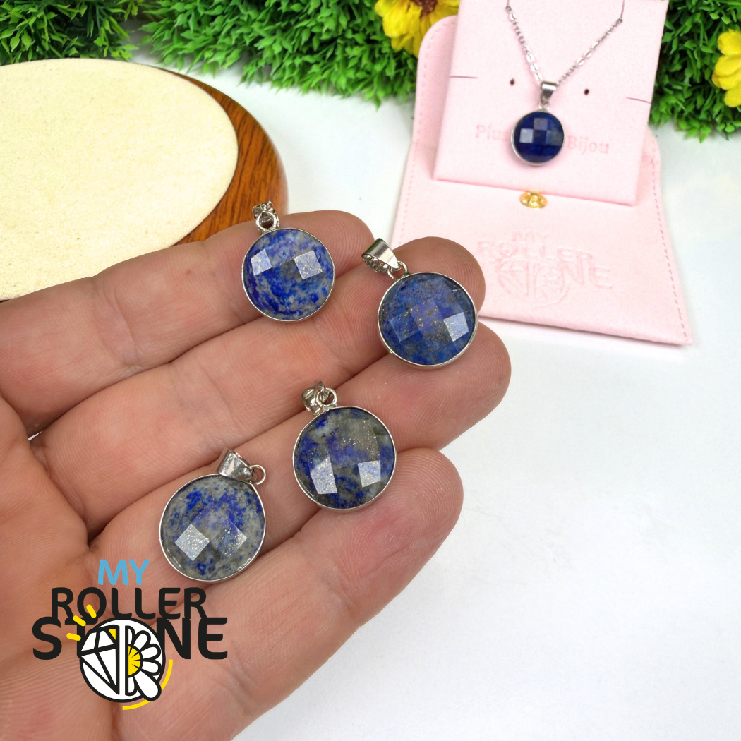 Pendentif Rond Facetté Lapis Lazuli