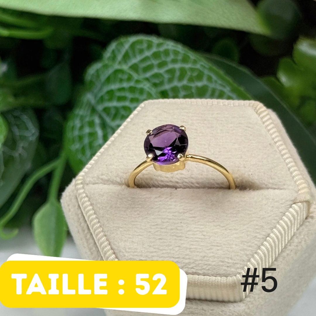 Bague 925 Améthyste Argent 925 Plaqué Or #5