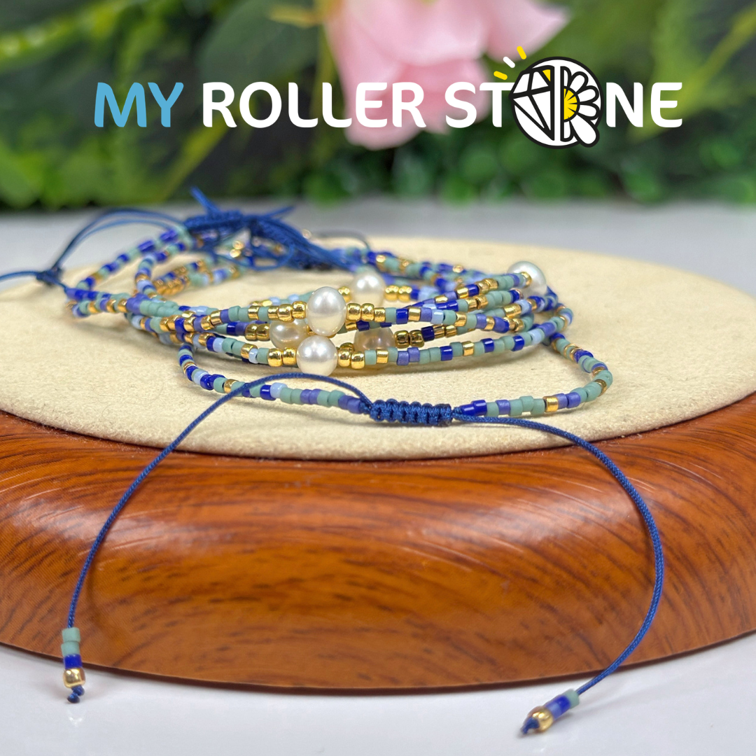 Bracelet Bleu Miyuki réglable Pierre de culture