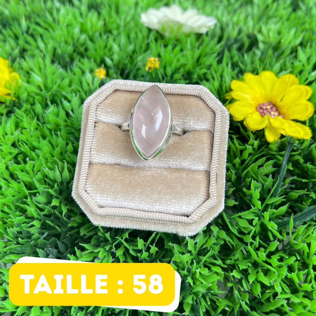 Bague Argent en Quartz rose #100