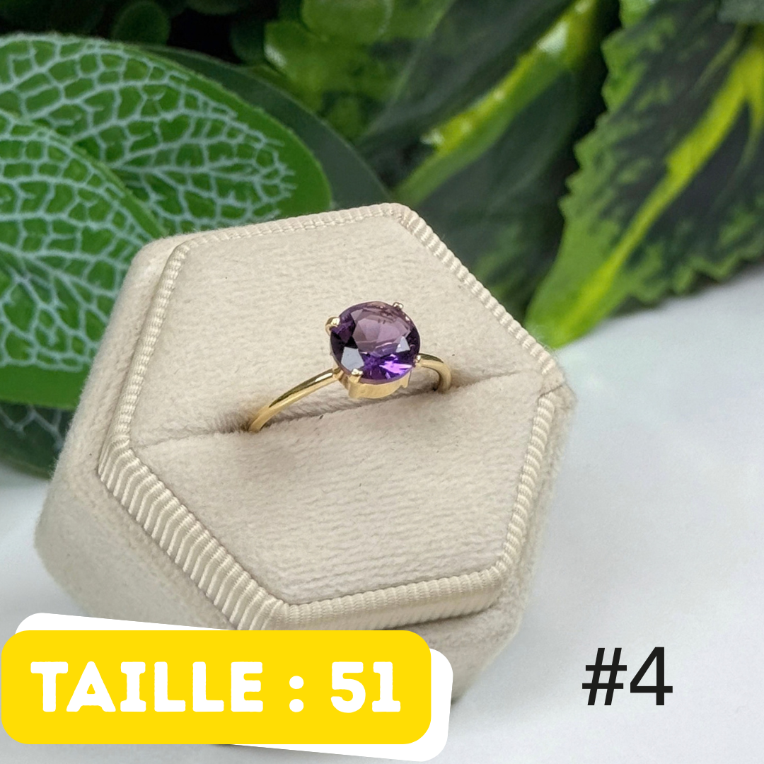 Bague 925 Améthyste Argent 925 Plaqué Or #4