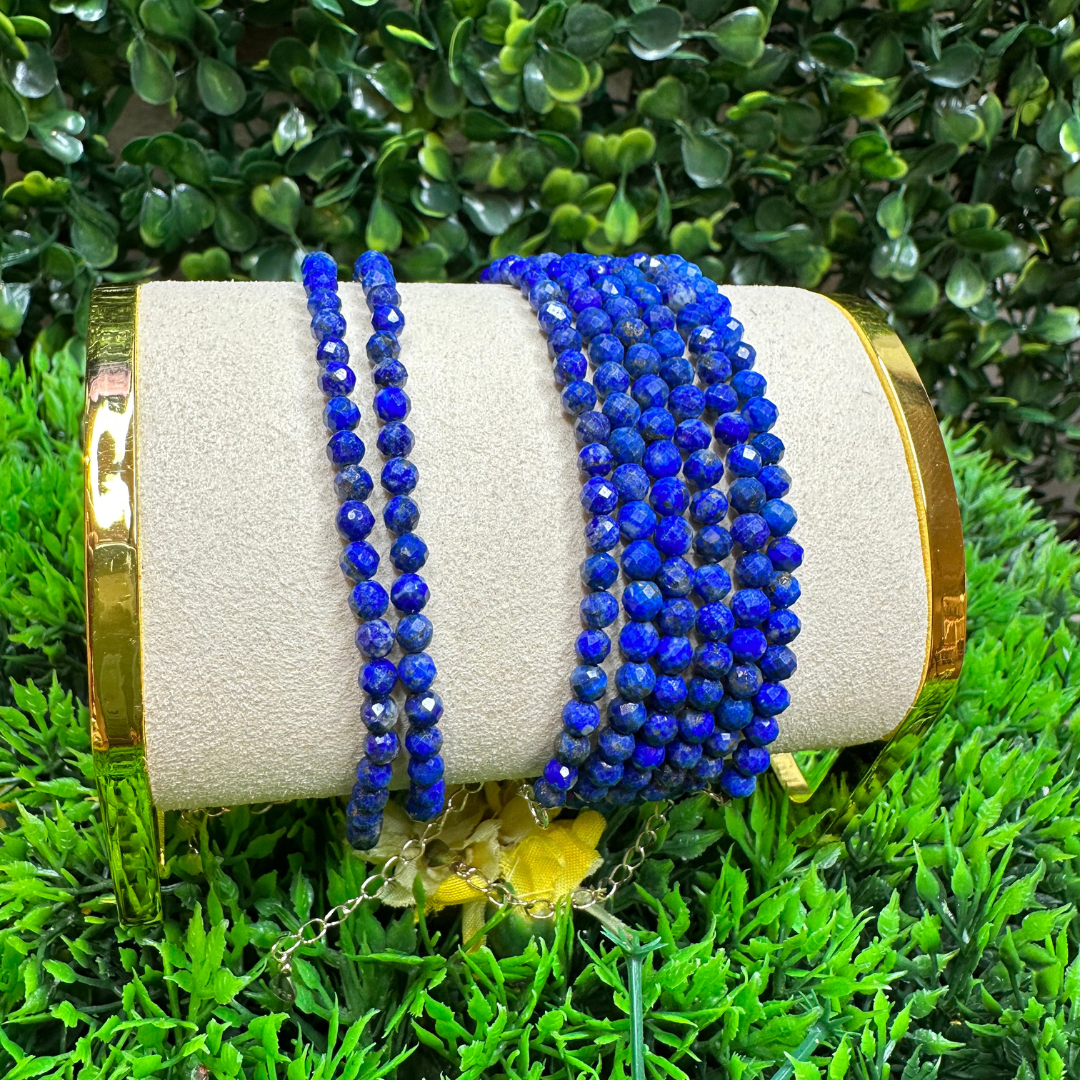 Bracelet Lapis lazuli fermoir Argent