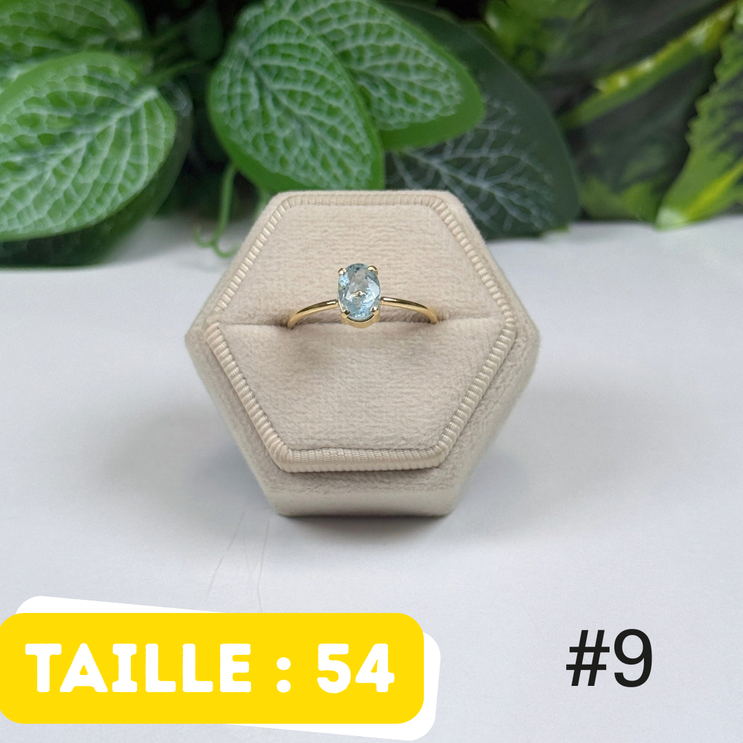 Bague Aigue-Marine facettée Argent 925 Plaqué Or #9