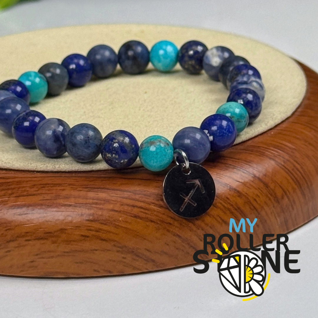Bracelet Signe Lunaire Sagittaire – Sodalite, Lapis-lazuli & Turquoise