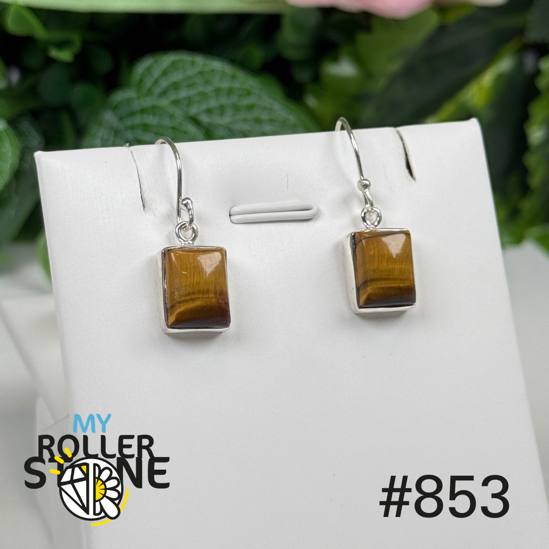 Boucles d’oreilles argent 925 œil de tigre #E853