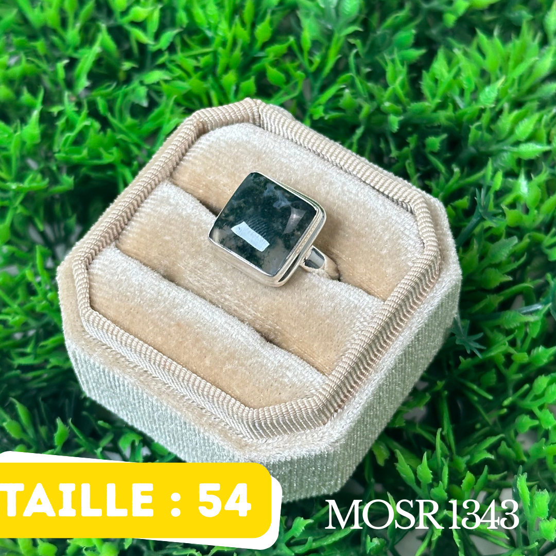 Bague Argent en Agate Mousse
