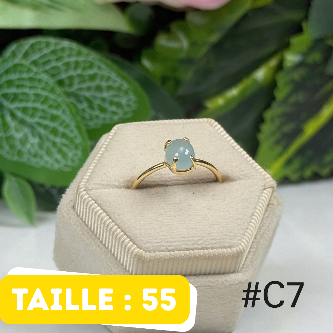 Bague Aigue-Marine Argent 925 Plaqué Or #C7