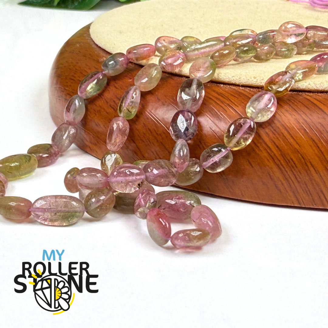 Perles Ovales Tourmaline melon d'eau 5A