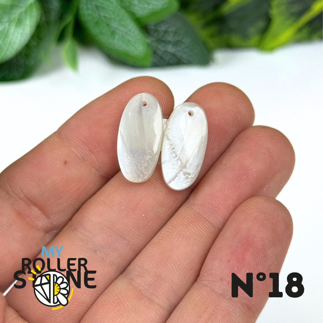 Paire de Cabochon percé en Pierre de lune D'Inde pour Boucles d'oreilles