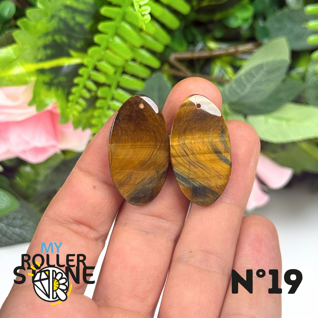 Paire de Cabochon percé en Oeil de Faucon pour Boucles d'oreilles