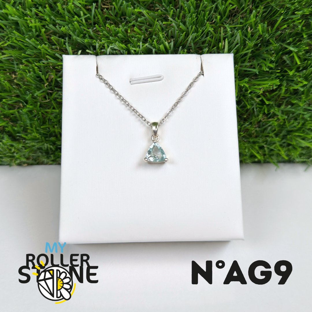 Pendentif Aigue-Marine Facettée Argent 925 #AG9