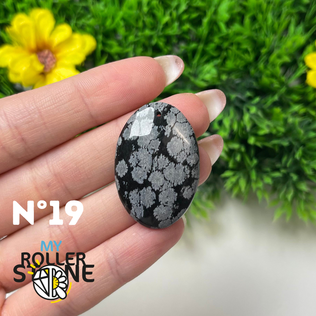 Pendentif Obsidienne flocon de neige 5A percé