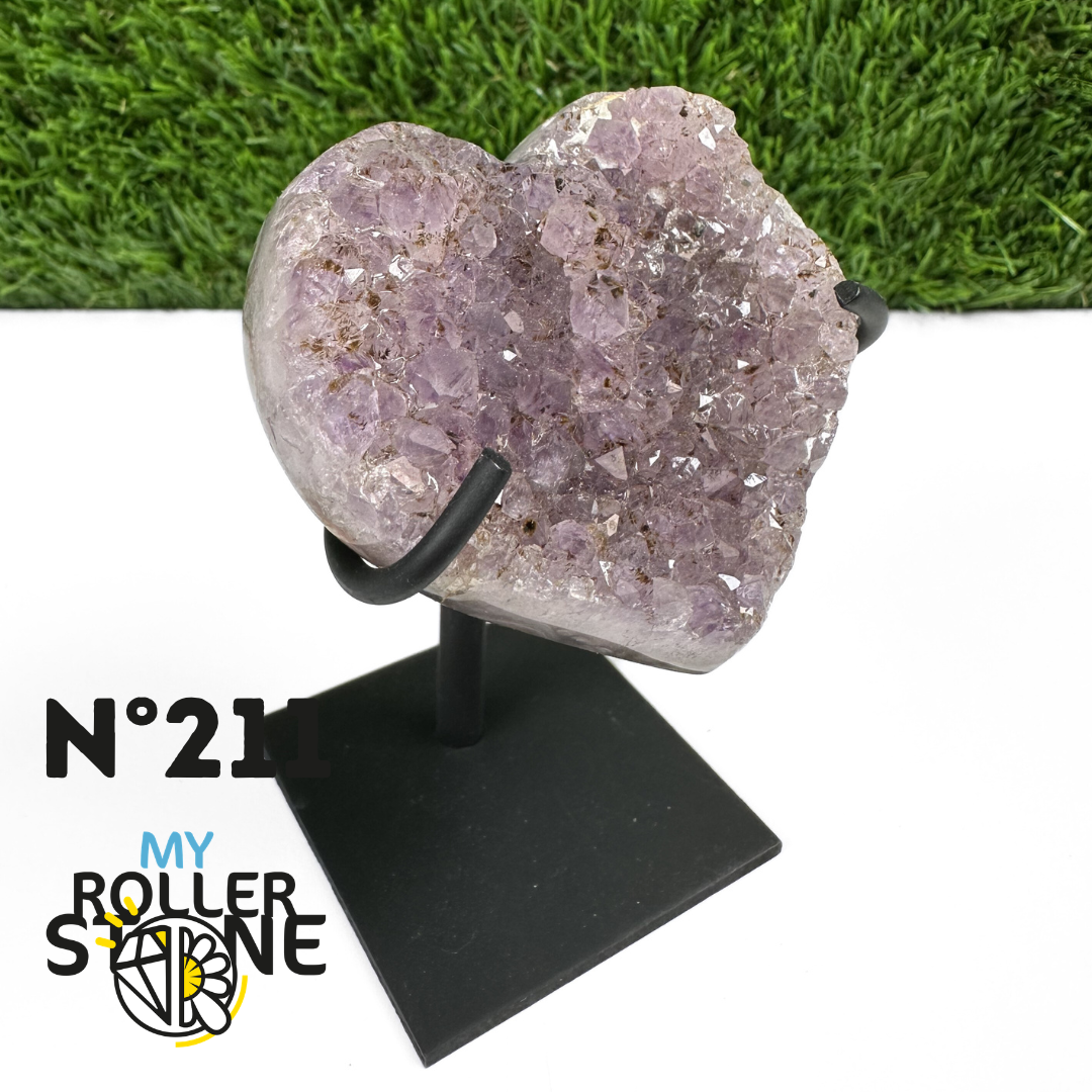 Géode Coeur Améthyste sur Support Métal #212