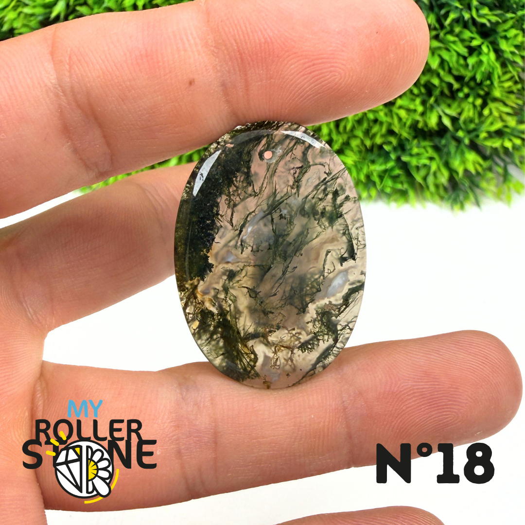 Pendentif Percé Agate Mousse Naturelle 5A