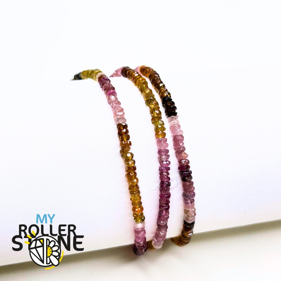 Bracelet en Tourmaline facettée multicolore 5A