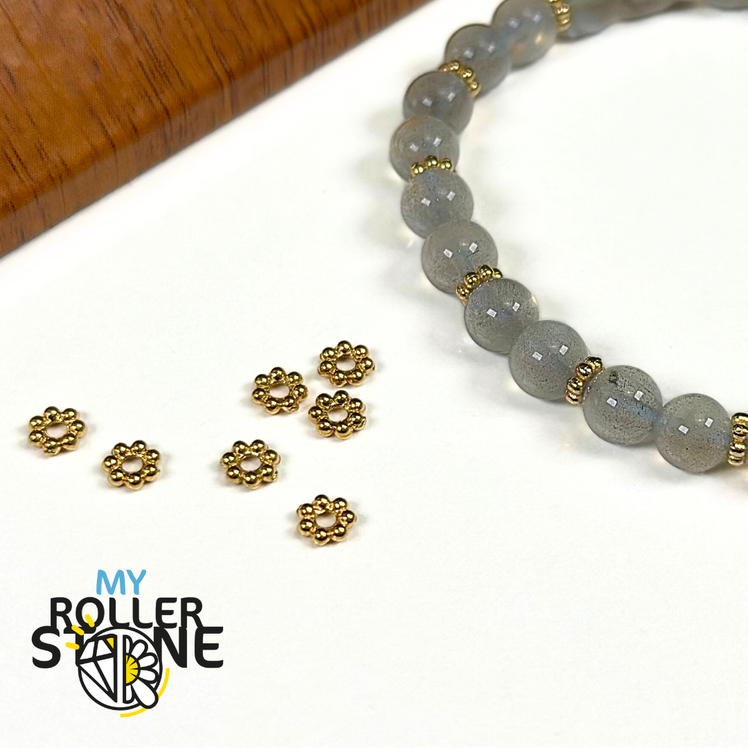 Perles d’espacement Fleur en Acier Inoxydable Plaqué Or